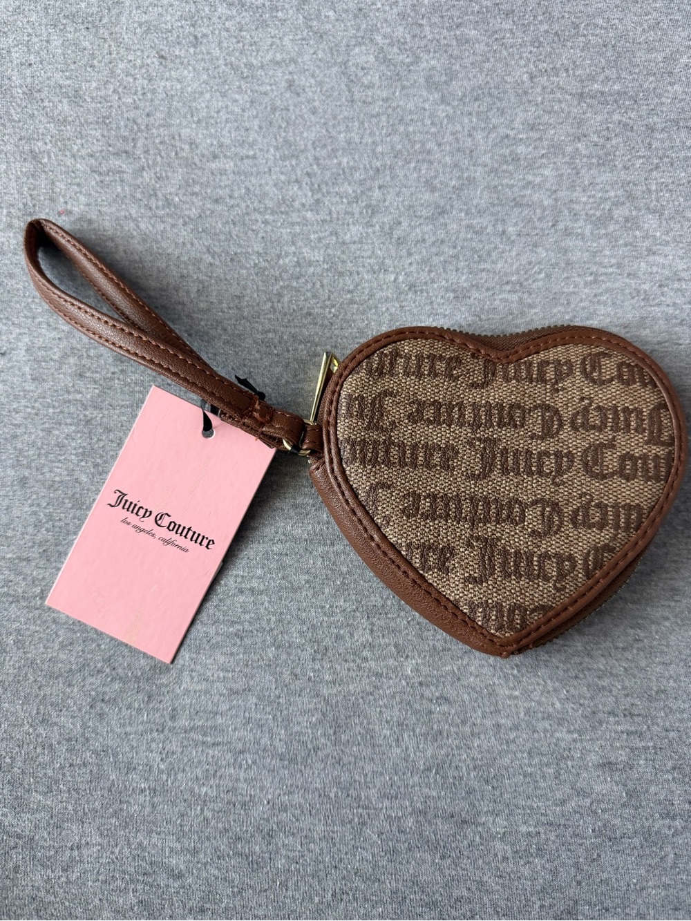 Juicy Couture Heart Wristlet in Brown